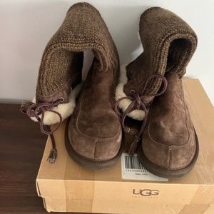 UGG 5733 Brown Suburb Crochet Tall Boots SIZE 8